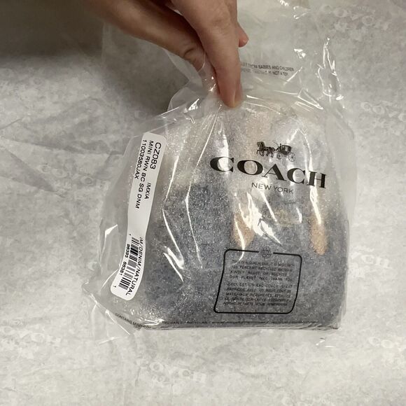 NEW Limited Coach CZ083 Mini Rowan Bag Charm In Signature Denim - Picture 6 of 7